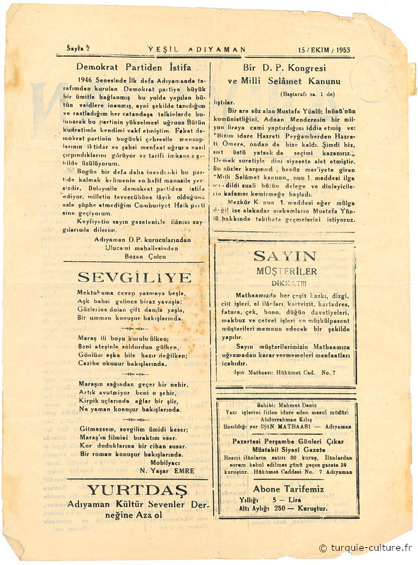 adiyaman yesil, 1953