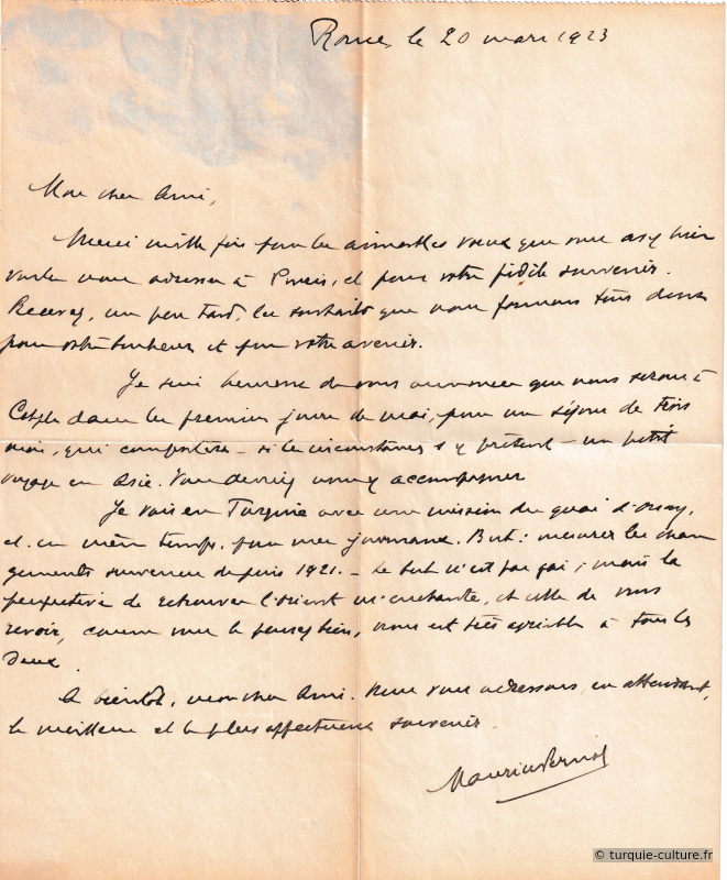 Lettre de Maurice Pernot