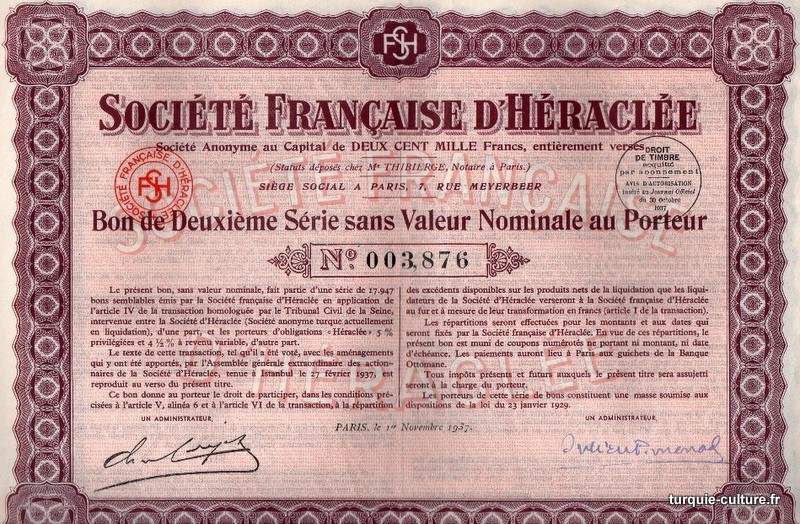 Société Française d'Héraclée, action